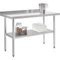 Global Industrial 36W x 24D x 35H 18 Ga. 430 SS Workbench with 2 Backsplash Galvanized Legs & Undershelf 493600